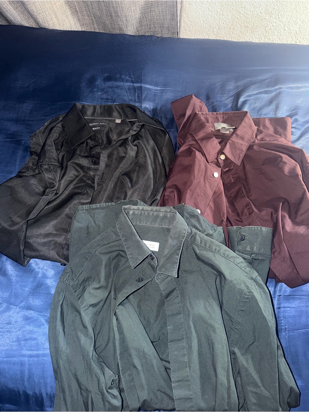 Men's Long Sleeve Dress Shirt - Black, Burgundy, Dark Green
